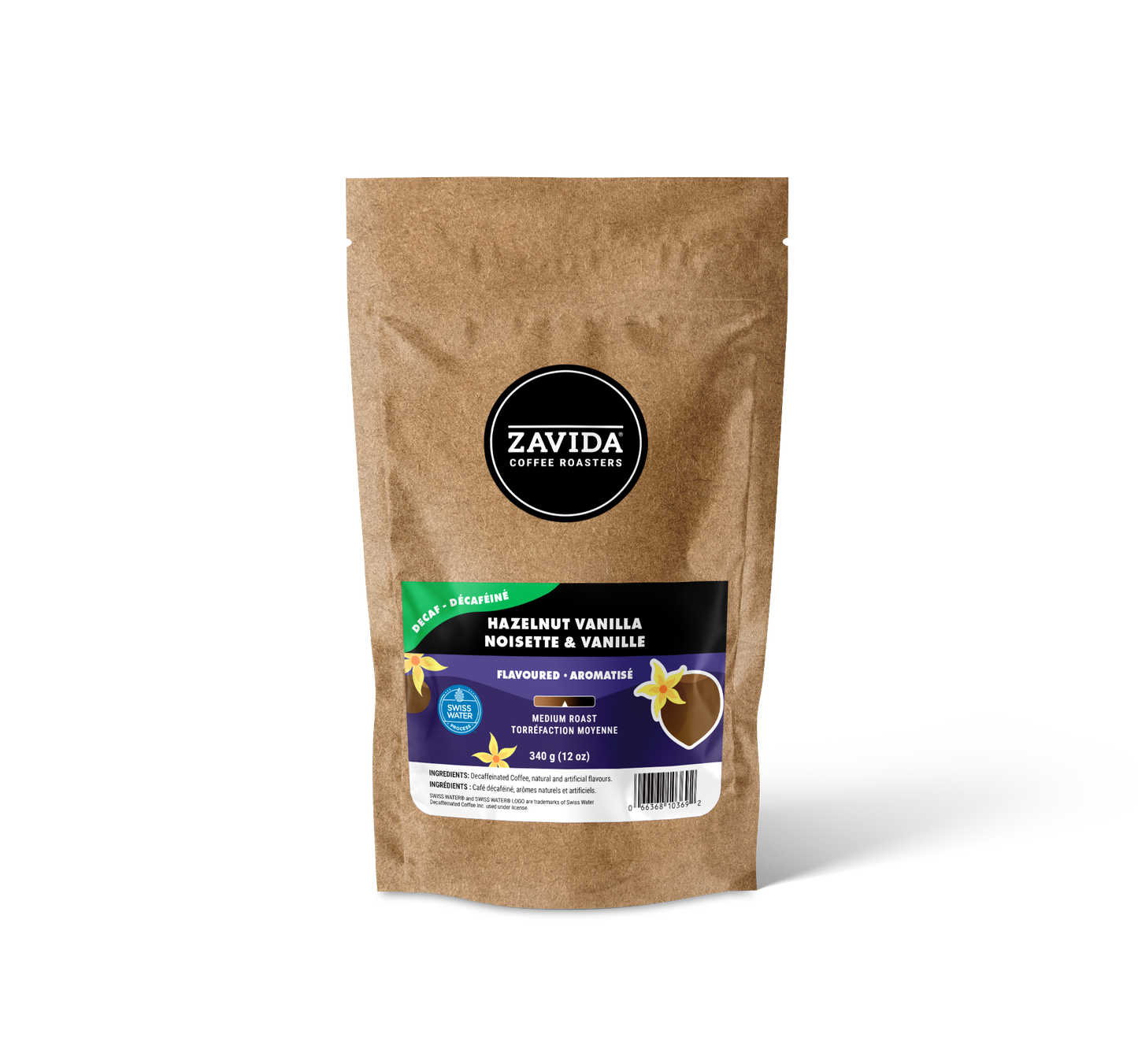 Cafea Zavida Nocciola Vaniglia Decaffeinata - 340g chicchi